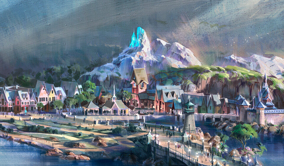 Esquisse artistique du village d'Arendelle